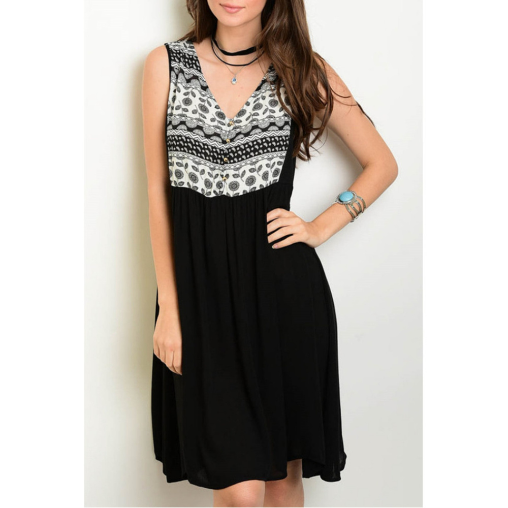 🆕 Black Tribal relaxed Dress